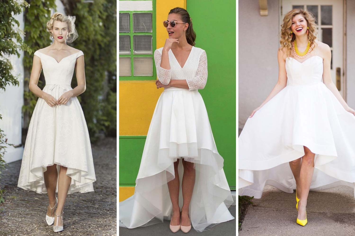 Платье на свадьбу с комбинированной длиной фото