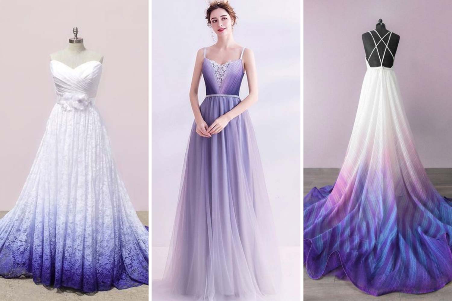 Сукня нареченої з фіолетовим омбре