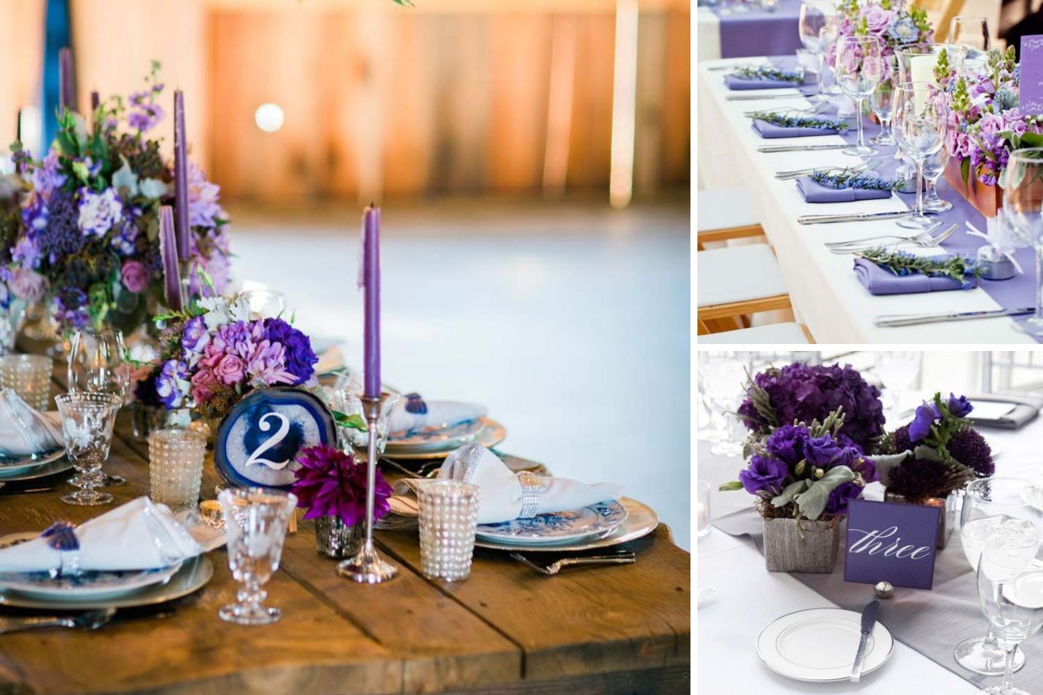 Декор, сервірування столу гостей у фіолетових тонах ідеї