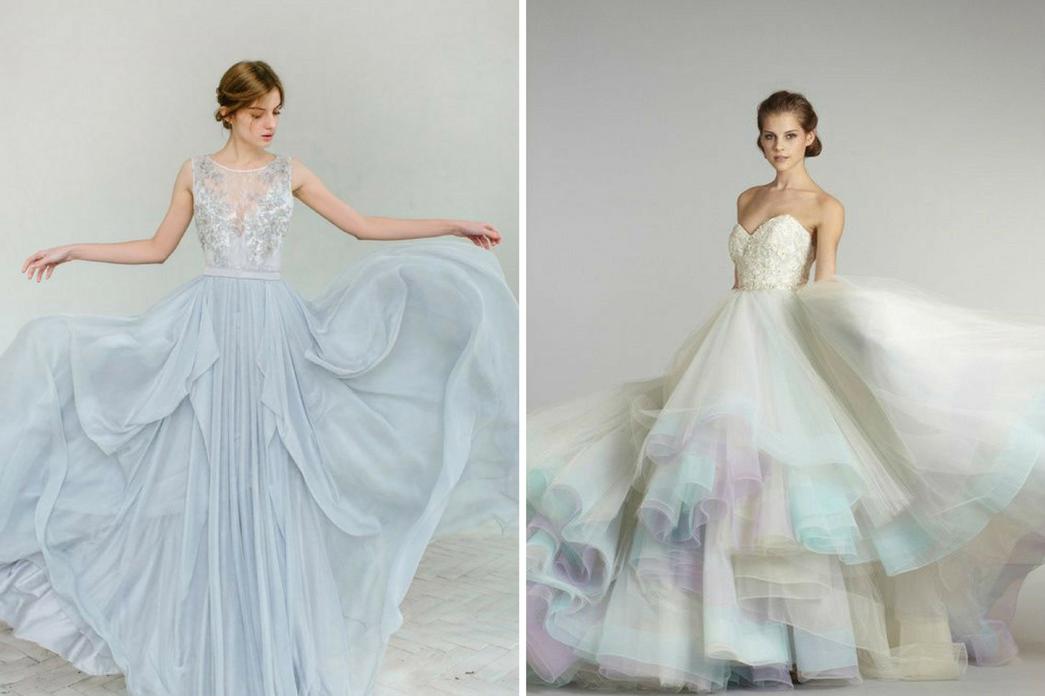 свадебное платье с цветным акцентом фото