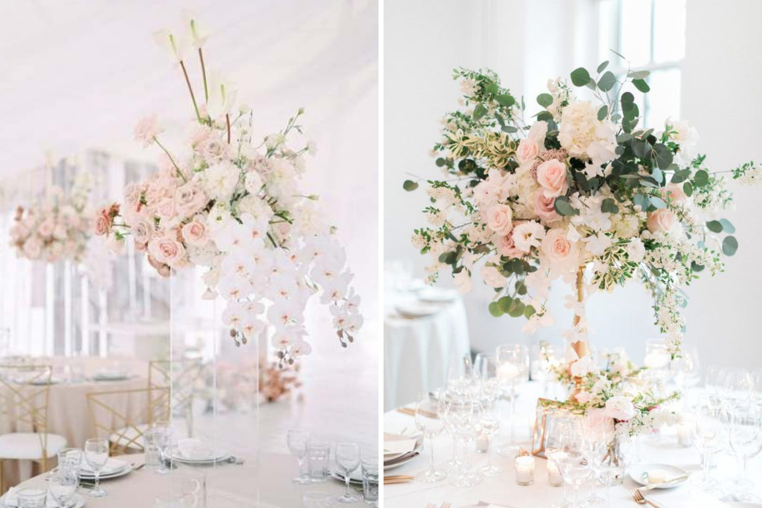 Высокие композиции на столах