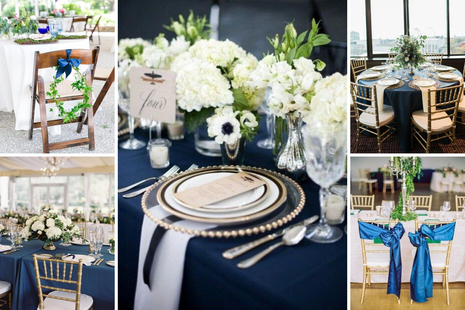 Оформление зала на свадьбу в синих тонах