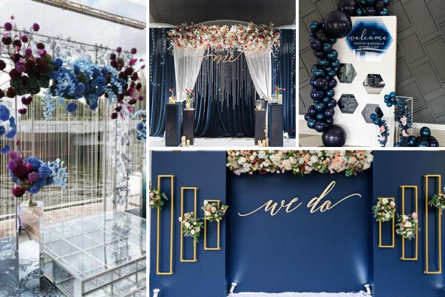 Свадебная фотозона и арка в синих тонах фото