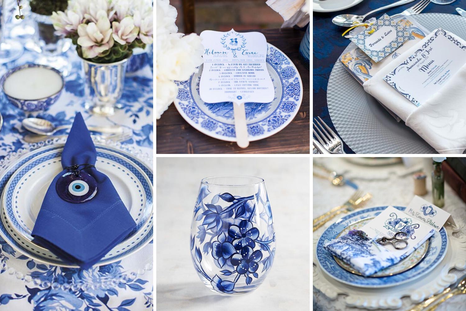 Синяя свадьба и декор столов фото