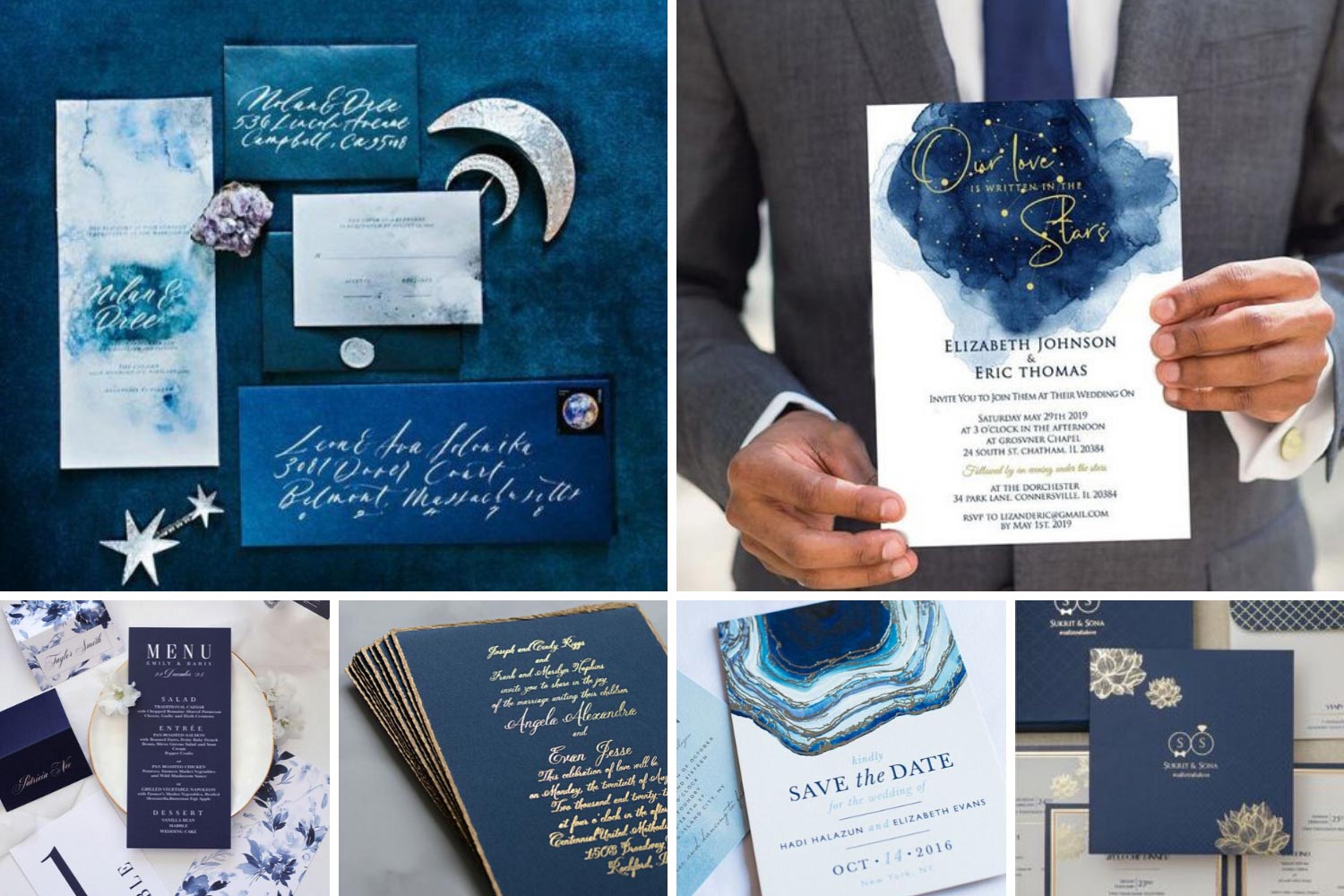 Пригласительные на свадьбу цвета Classic Blue фото