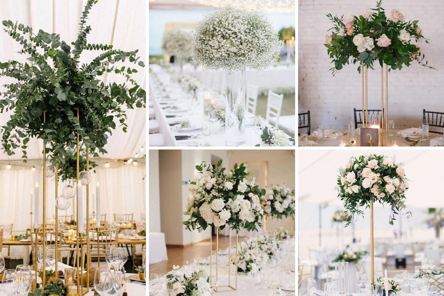 Высокие центральные композиции на столы фото