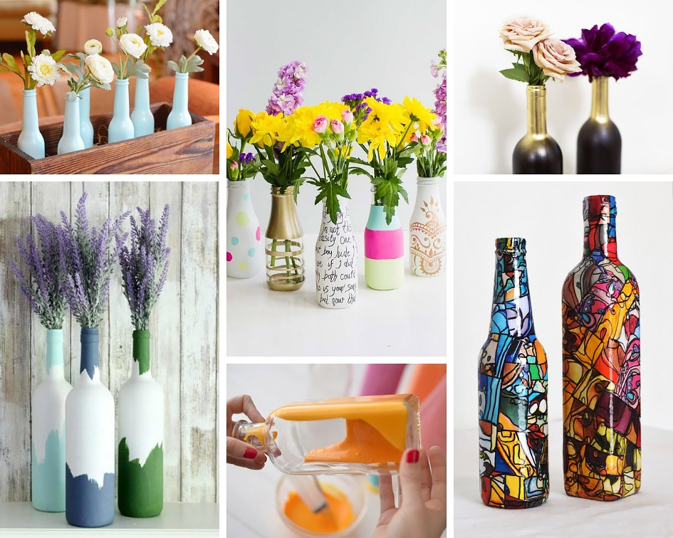 декор бутылок красками