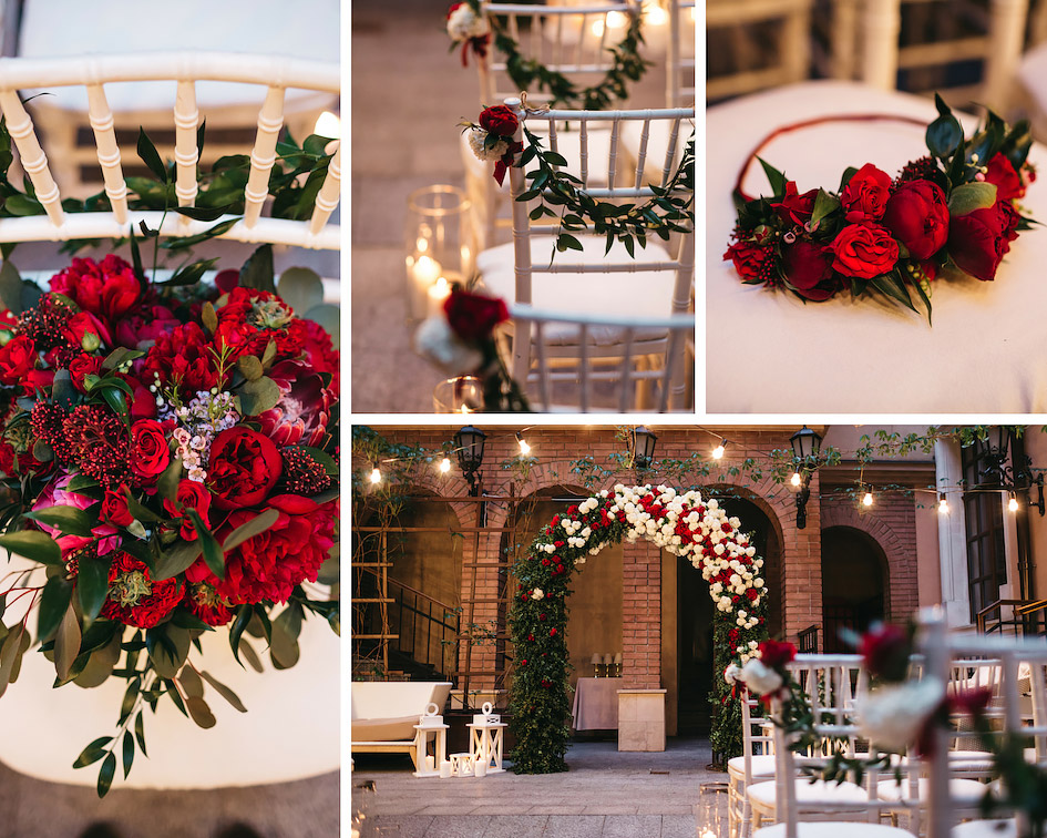 свадьба с красными цветами