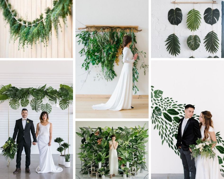 оформление свадебной фотозоны зеленью