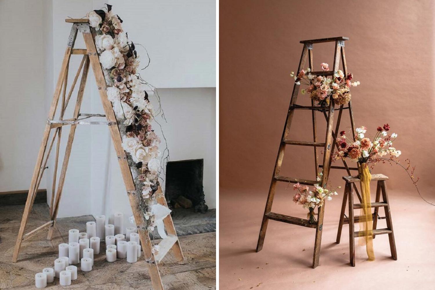 Свадебный декор: деревянная стремянка