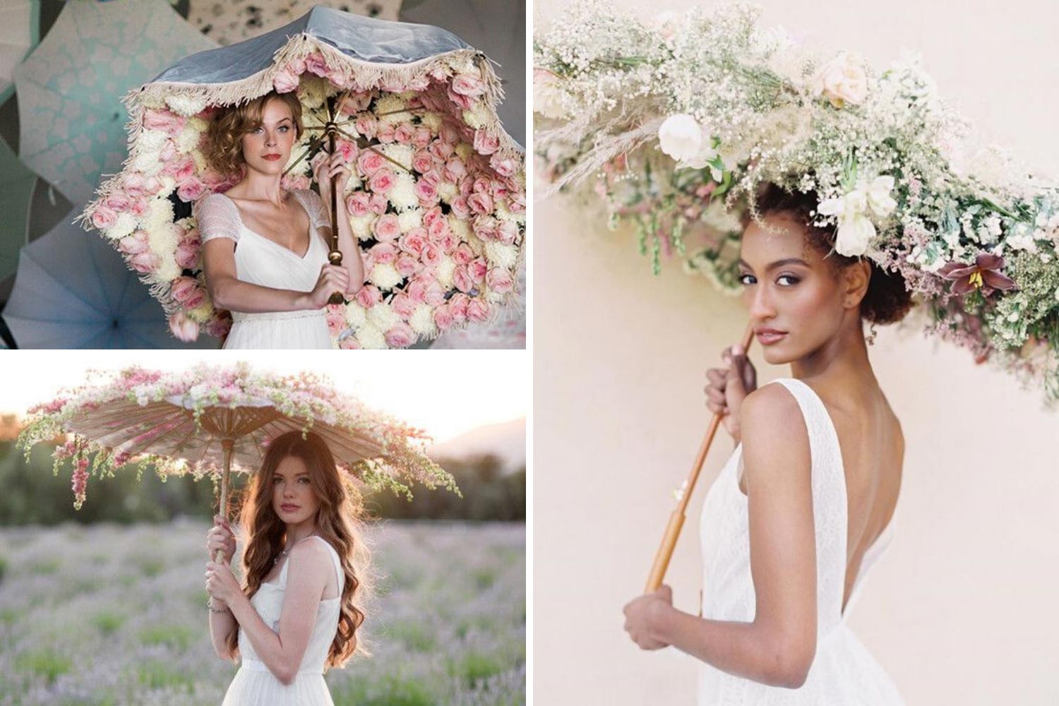 Декор зонта для свадебной фотосессии фото