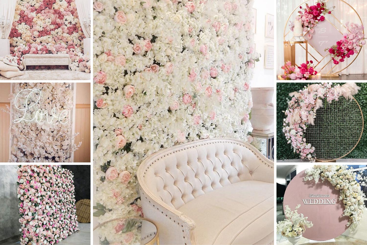 Фотозона из цветов: идеи для свадьбы