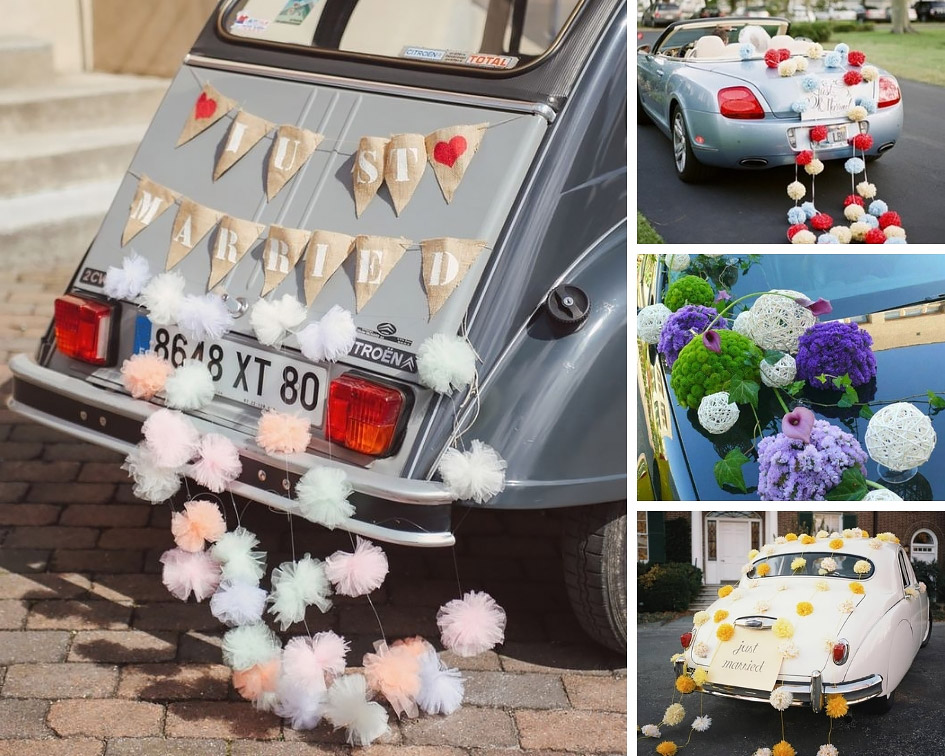 весільне авто з помпонами фото