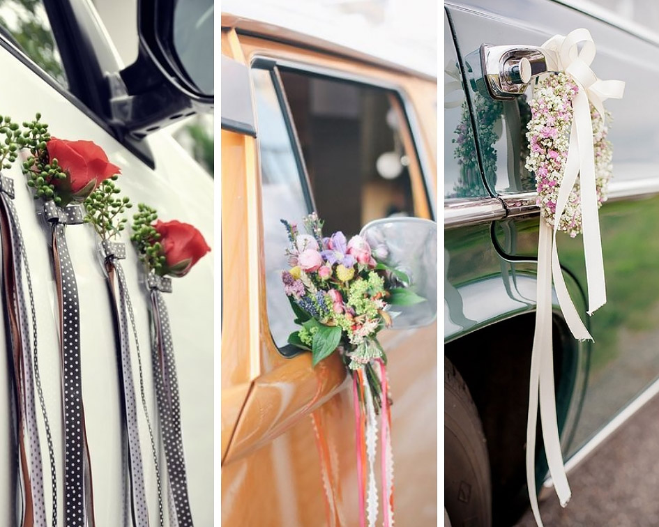 прикраса дверей весільного авто фото