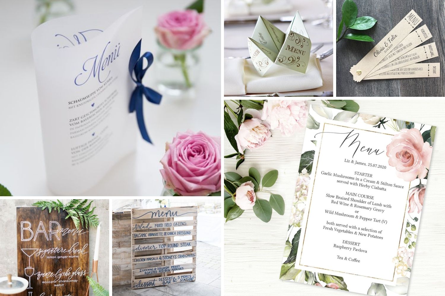 декор весілля меню