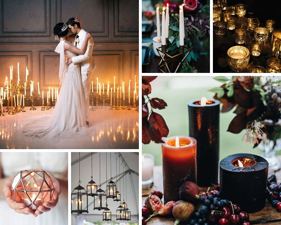 декор весілля свічками