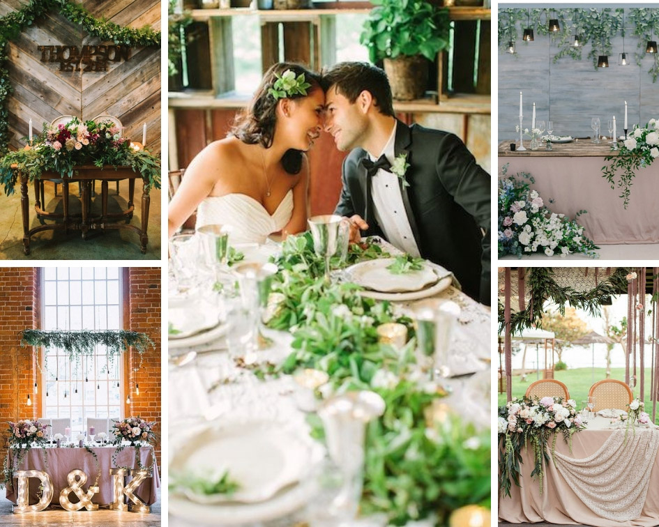 оформление стола новобрачных зеленью