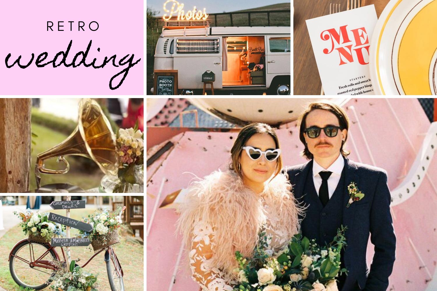 Ретро весілля: фотобудка, патефон, велосипед фото