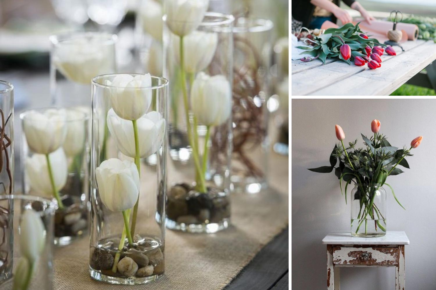 Букет на весільний стіл з тюльпанів фото