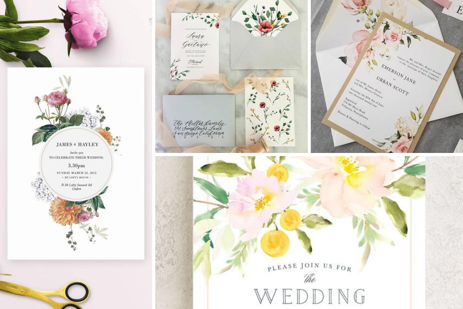 Запрошення з квітковими принтами фото