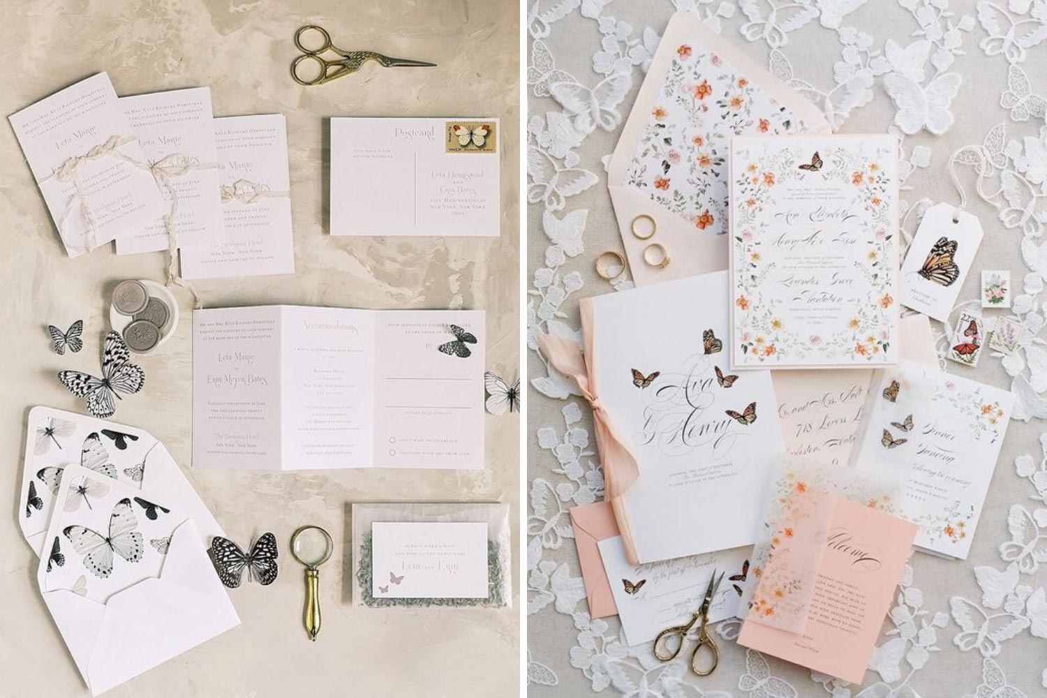Листівки на весілля з метеликами: ніжні ідеї