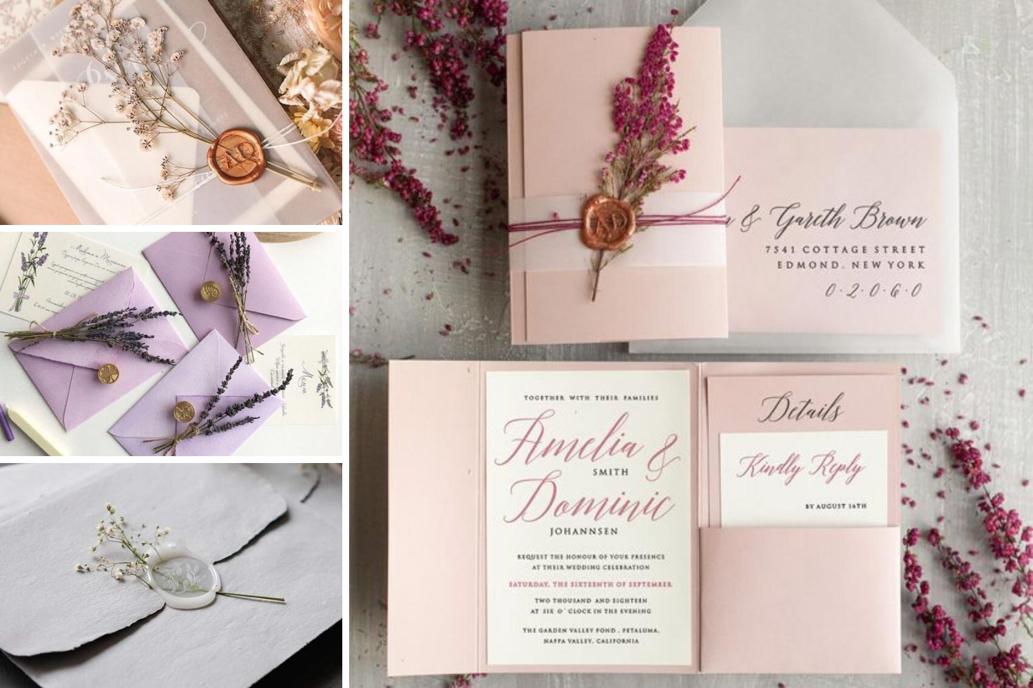 Весільні запрошення з сухоцвітом фото