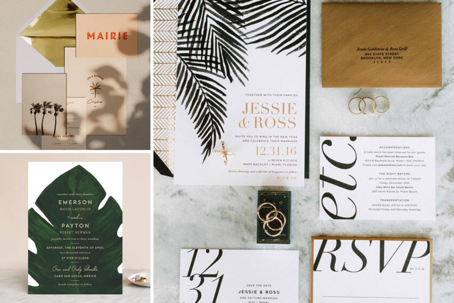 Листівки на весілля з пальмовим листям