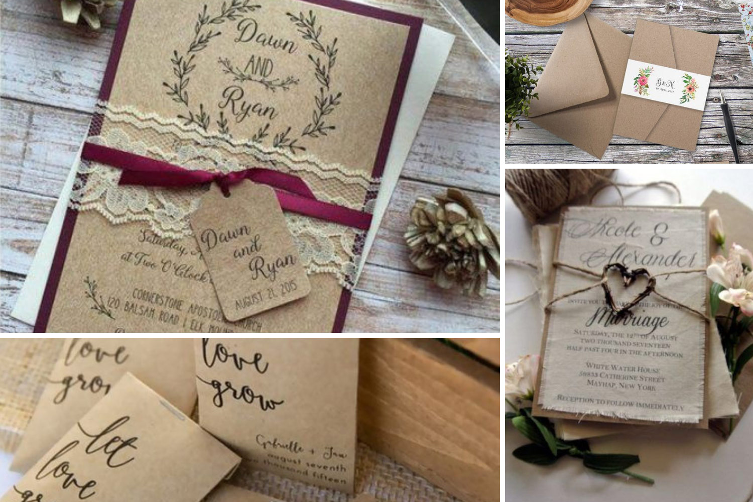 Приглашение на свадьбу из крафтовой бумаги