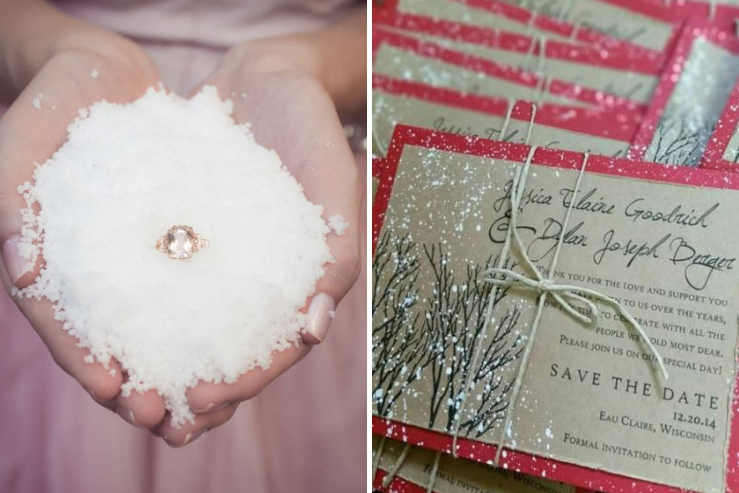 Зимние свадебные пригласительные